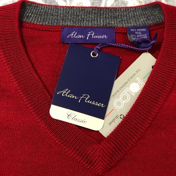 Men’s NWT Alan Flusser V-Neck Sleeveless Sweater - Picture 7 of 8